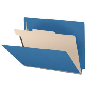 Pressboard Classification Folders, Full Cut End Tab, Letter Size, 1 Divider, Royal Blue (Box of 10) - Image 1