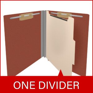 Pressboard Classification Folders, Full Cut End Tab, Letter Size, 1 Divider, Brick Red (Box of 10) - Image 8