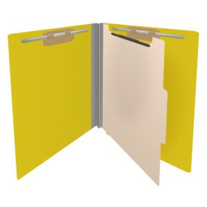 Pressboard Classification Folders, Full Cut End Tab, Letter Size, 1 Divider, Yellow (Box of 10) - Image 4