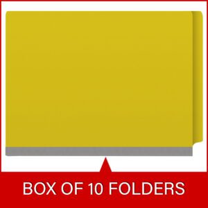 Pressboard Classification Folders, Full Cut End Tab, Letter Size, 1 Divider, Yellow (Box of 10) - Image 6