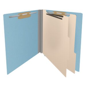 Pressboard Classification Folders, Full Cut End Tab, Letter Size, 2 Dividers, Light Blue (Box of 10) - Image 4