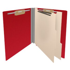 Pressboard Classification Folders, Full Cut End Tab, Letter Size, 2 Dividers, Deep Red (Box of 10) - Image 4
