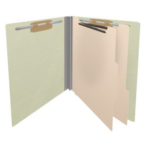 Pressboard Classification Folders, Full Cut End Tab, Letter Size, 2 Dividers, Light Green (Box of 10) - Image 4