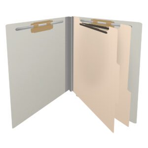 Pressboard Classification Folders, Full Cut End Tab, Letter Size, 2 Dividers, Light Gray (Box of 10) - Image 4