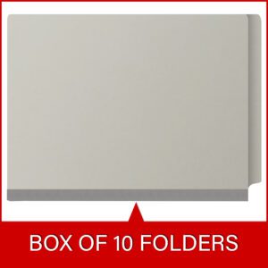 Pressboard Classification Folders, Full Cut End Tab, Letter Size, 2 Dividers, Light Gray (Box of 10) - Image 6