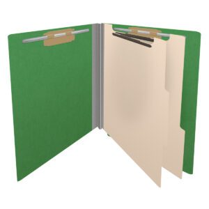 Pressboard Classification Folders, Full Cut End Tab, Letter Size, 2 Dividers, Moss Green (Box of 10) - Image 4