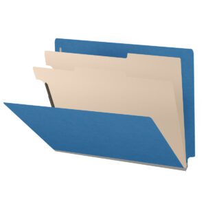 Pressboard Classification Folders, Full Cut End Tab, Letter Size, 2 Dividers, Royal Blue (Box of 10)