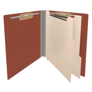 Pressboard Classification Folders, Full Cut End Tab, Letter Size, 2 Dividers, Brick Red (Box of 10) - Image 4