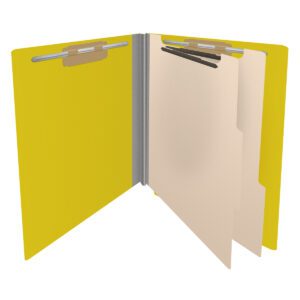 Pressboard Classification Folders, Full Cut End Tab, Letter Size, 2 Dividers, Yellow (Box of 10) - Image 4