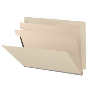 18 Pt. Manila Classification Folders, Full Cut End Tab, Letter Size, 2 Dividers (Box of 10)
