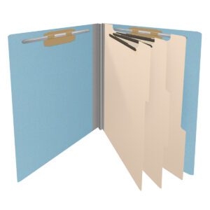 Pressboard Classification Folders, Full Cut End Tab, Letter Size, 3 Dividers, Blue (Box of 10) - Image 4