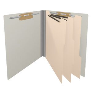 Pressboard Classification Folders, Full Cut End Tab, Letter Size, 3 Dividers, Light Gray (Box of 10) - Image 4