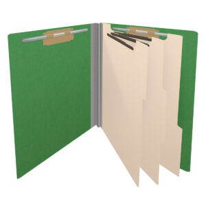 Pressboard Classification Folders, Full Cut End Tab, Letter Size, 3 Dividers, Moss Green (Box of 10) - Image 4