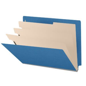 Pressboard Classification Folders, Full Cut End Tab, Letter Size, 3 Dividers, Royal Blue (Box of 10)
