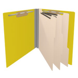 Pressboard Classification Folders, Full Cut End Tab, Letter Size, 3 Dividers, Yellow (Box of 10) - Image 4