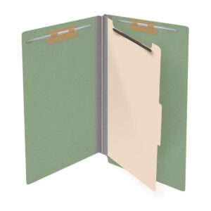 Pressboard Classification Folders, Full Cut End Tab, Legal Size, 1 Divider, Green (Box of 10) - Image 4