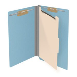 Pressboard Classification Folders, Full Cut End Tab, Legal Size, 1 Divider, Blue (Box of 10) - Image 4