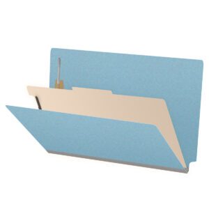 Pressboard Classification Folders, Full Cut End Tab, Legal Size, 1 Divider, Blue (Box of 10)