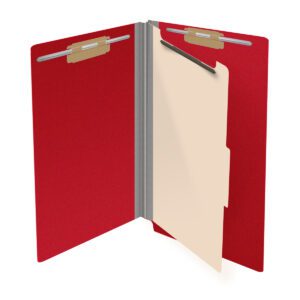 Pressboard Classification Folders, Full Cut End Tab, Legal Size, 1 Divider, Red (Box of 10) - Image 4