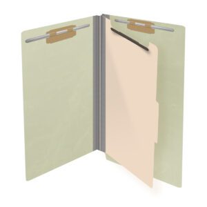 Pressboard Classification Folders, Full Cut End Tab, Legal Size, 1 Divider, Light Green (Box of 10) - Image 4