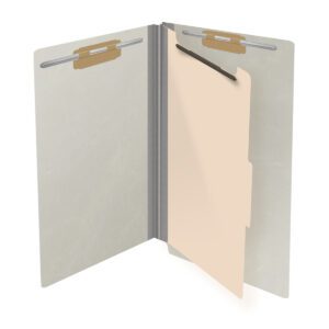 Pressboard Classification Folders, Full Cut End Tab, Legal Size, 1 Divider, Light Grey (Box of 10) - Image 4