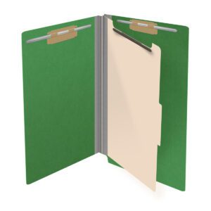 Pressboard Classification Folders, Full Cut End Tab, Legal Size, 1 Divider, Green (Box of 10) - Image 4