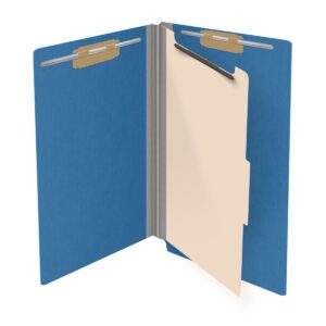 Pressboard Classification Folders, Full Cut End Tab, Legal Size, 1 Divider, Blue (Box of 10) - Image 4