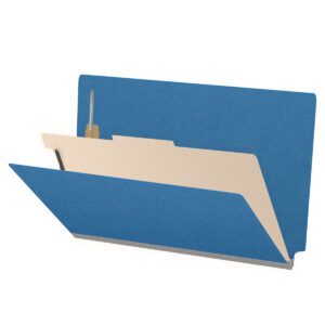 Pressboard Classification Folders, Full Cut End Tab, Legal Size, 1 Divider, Blue (Box of 10)