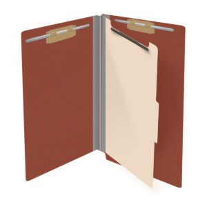 Pressboard Classification Folders, Full Cut End Tab, Legal Size, 1 Divider, Brick Red (Box of 10) - Image 4