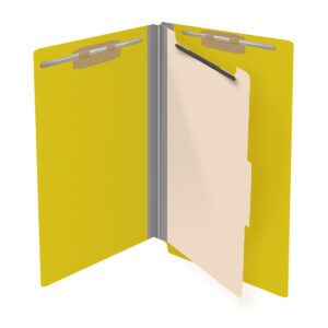 Pressboard Classification Folders, Full Cut End Tab, Legal Size, 1 Divider, Yellow (Box of 10) - Image 4