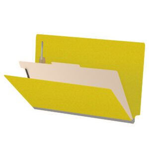 Pressboard Classification Folders, Full Cut End Tab, Legal Size, 1 Divider, Yellow (Box of 10)