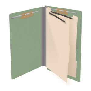 Pressboard Classification Folders, Full Cut End Tab, Legal Size, 2 Dividers, Green (Box of 10) - Image 4