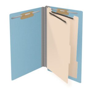Pressboard Classification Folders, Full Cut End Tab, Legal Size, 2 Dividers, Blue (Box of 10) - Image 4