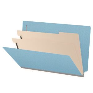 Pressboard Classification Folders, Full Cut End Tab, Legal Size, 2 Dividers, Blue (Box of 10)