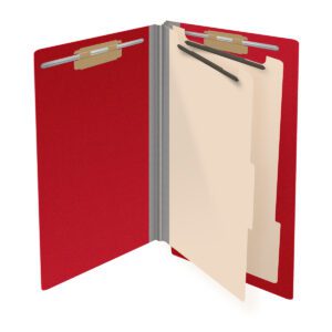 Pressboard Classification Folders, Full Cut End Tab, Legal Size, 2 Dividers, Red (Box of 10) - Image 4