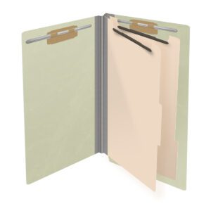 Pressboard Classification Folders, Full Cut End Tab, Legal Size, 2 Dividers, Light Green (Box of 10) - Image 4