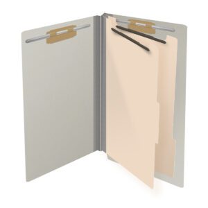 Pressboard Classification Folders, Full Cut End Tab, Legal Size, 2 Dividers, Light Grey (Box of 10) - Image 4