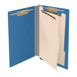 Pressboard Classification Folders, Full Cut End Tab, Legal Size, 2 Dividers, Blue (Box of 10) - Image 4