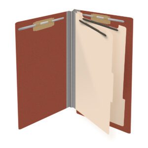 Pressboard Classification Folders, Full Cut End Tab, Legal Size, 2 Dividers, Brick Red (Box of 10) - Image 4