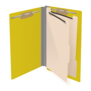 Pressboard Classification Folders, Full Cut End Tab, Legal Size, 2 Dividers, Yellow (Box of 10) - Image 4