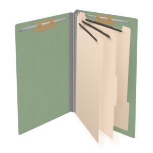 Pressboard Classification Folders, Full Cut End Tab, Legal Size, 3 Dividers, Green (Box of 10) - Image 4