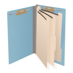 Pressboard Classification Folders, Full Cut End Tab, Legal Size, 3 Dividers, Blue (Box of 10) - Image 4