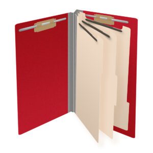 Pressboard Classification Folders, Full Cut End Tab, Legal Size, 3 Dividers, Dark Red (Box of 10) - Image 4