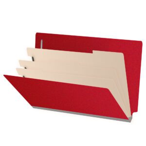 Pressboard Classification Folders, Full Cut End Tab, Legal Size, 3 Dividers, Dark Red (Box of 10)
