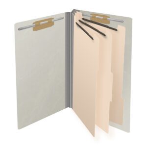Pressboard Classification Folders, Full Cut End Tab, Legal Size, 3 Dividers, Light Gray (Box of 10) - Image 4