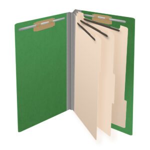 Pressboard Classification Folders, Full Cut End Tab, Legal Size, 3 Dividers, Moss Green (Box of 10) - Image 4