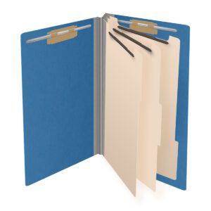 Pressboard Classification Folders, Full Cut End Tab, Legal Size, 3 Dividers, Royal Blue (Box of 10) - Image 4