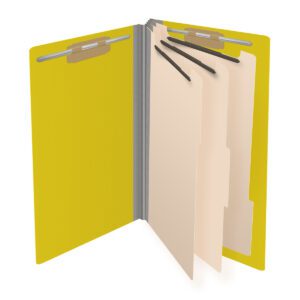 Pressboard Classification Folders, Full Cut End Tab, Legal Size, 3 Dividers, Yellow (Box of 10) - Image 4