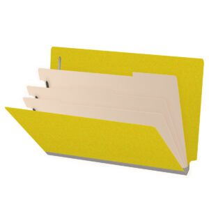 Pressboard Classification Folders, Full Cut End Tab, Legal Size, 3 Dividers, Yellow (Box of 10)