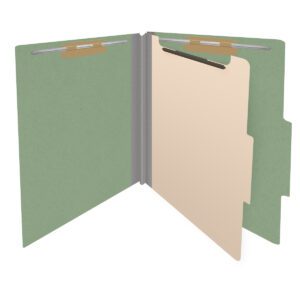 25 Pt. Pressboard Classification Folders, 2/5 Cut ROC Top Tab, Letter Size, 1 Divider, Green (Box of 10) - Image 4